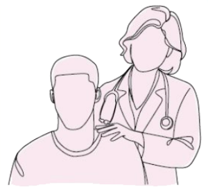 Doctor standing behind a patient holding their shoulder